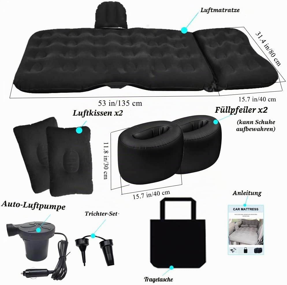 SAYGOGO Aufblasbare Auto Luftmatratze/Reisebett, verdicktes Campingbett, Isomatte mit Auto-Luftpumpe