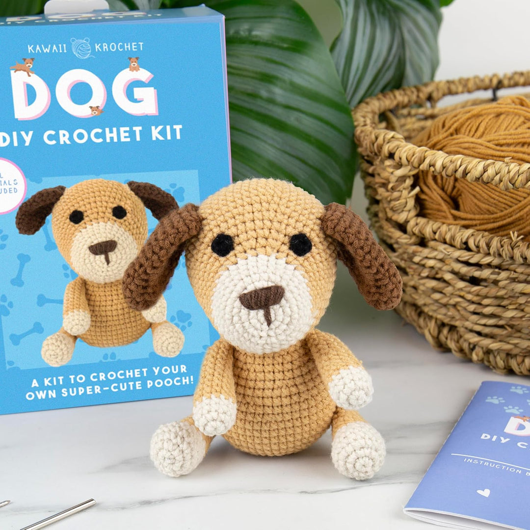Gift Republic Kawaii Dog Crochet Kit DIY Craft Set for Creating Your Own Cute Puppy Gift for Teens &