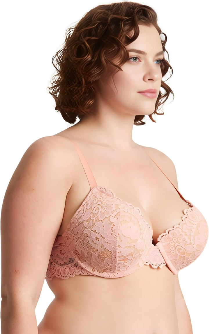 Curve Muse Damen Bügel Übergrösse Hochdrücken Fügen Sie 1 und eine halbe Tasse Spitzen-BHS hinzu 70C