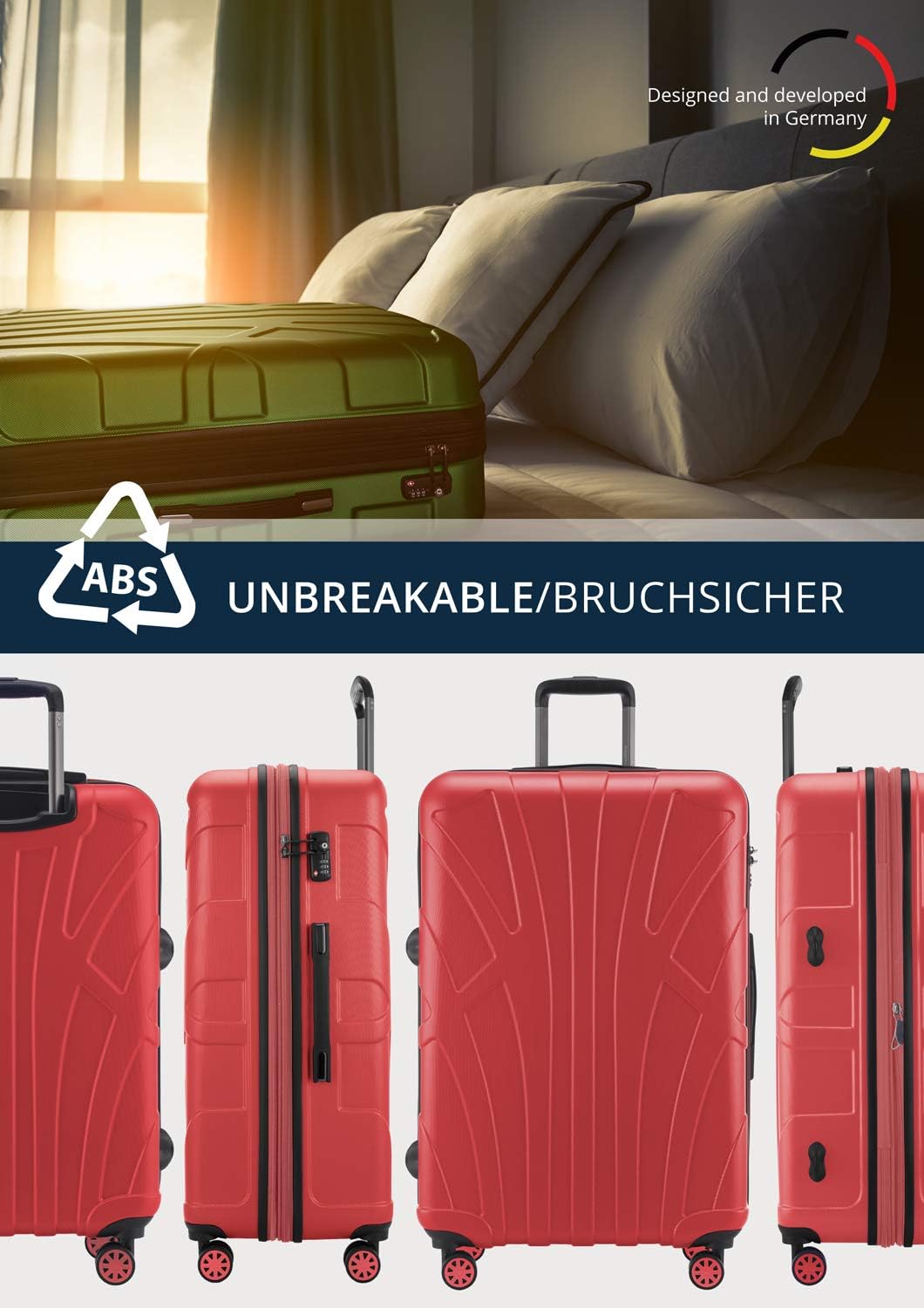 suitline - Grosser Hartschalen-Koffer Koffer Trolley Rollkoffer XL Reisekoffer, TSA, 76 cm, ca. 96-1