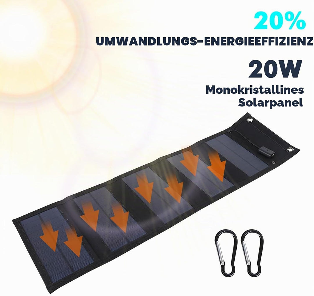 20W Faltbares Solarpanel Solar Ladegerät für Tragbares 5V USB Solar Panel Solarladegerät für Handy S