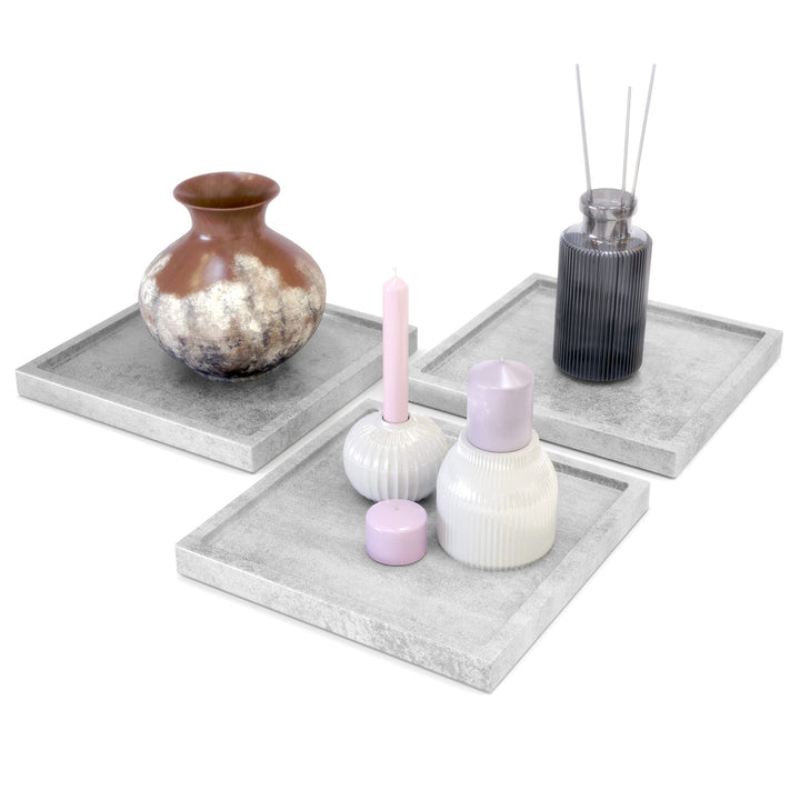 Vladon Dekoschale Maya, Made in Germany, moderne Dekorationsschale eckig, Beton Oxid-Optik, 3er-Set
