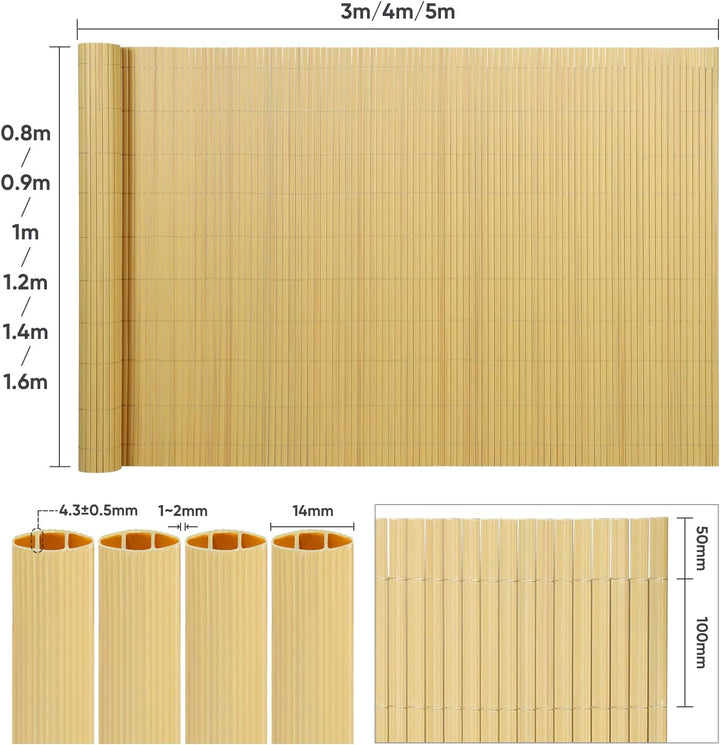 Sekey PVC Sichtschutzmatte 100x500cm Doppelte Verstärkung Innen, Balkon Sichtschutz mit Kabelbindern