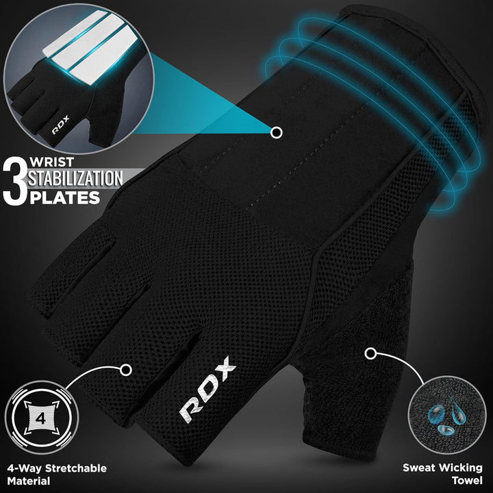 RDX Fitness Handschuhe, Trainingshandschuhe mit 3 Handgelenk-Stabilisierungsplatten, 15 Zoll Langer