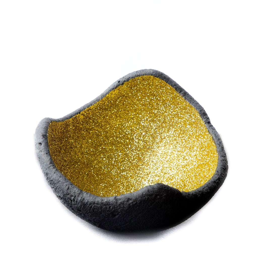 Lichtschale - Glitter - gold - S (15 cm) - Beton schwarz - grau - Unikat handmade - Geburtstagsgesch