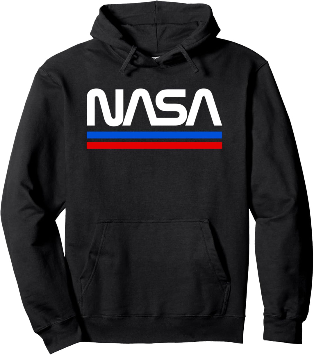 Red and Blue Stripes Design - Vintage NASA Worm Logo Pullover Hoodie