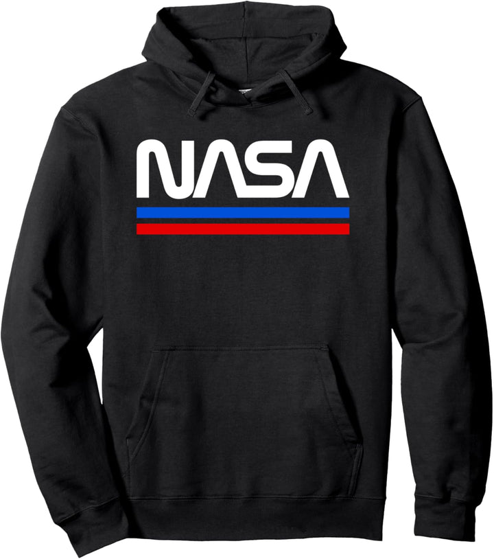 Red and Blue Stripes Design - Vintage NASA Worm Logo Pullover Hoodie
