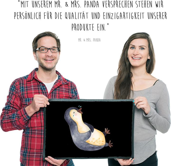 Mr. & Mrs. Panda 50 x 75 cm Fussmatte Pinguin lachend - Geschenk, Motivfussmatte, witzig, lustiger S