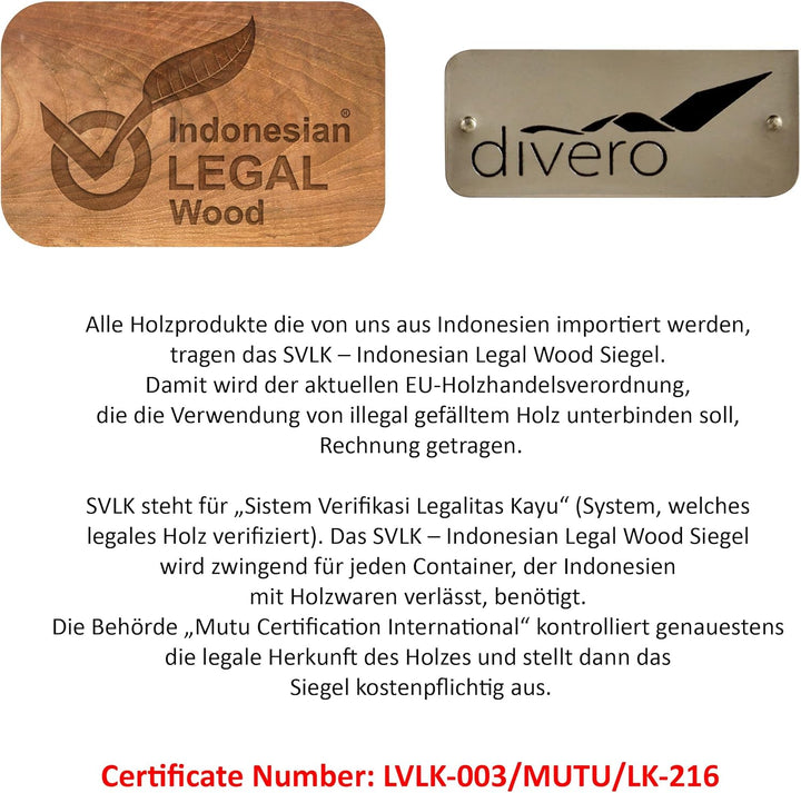 Divero 4er Set Gartenstuhl Balkonstuhl Hochlehner Teakholz Stuhl für Terrasse Camping kompakt klappb