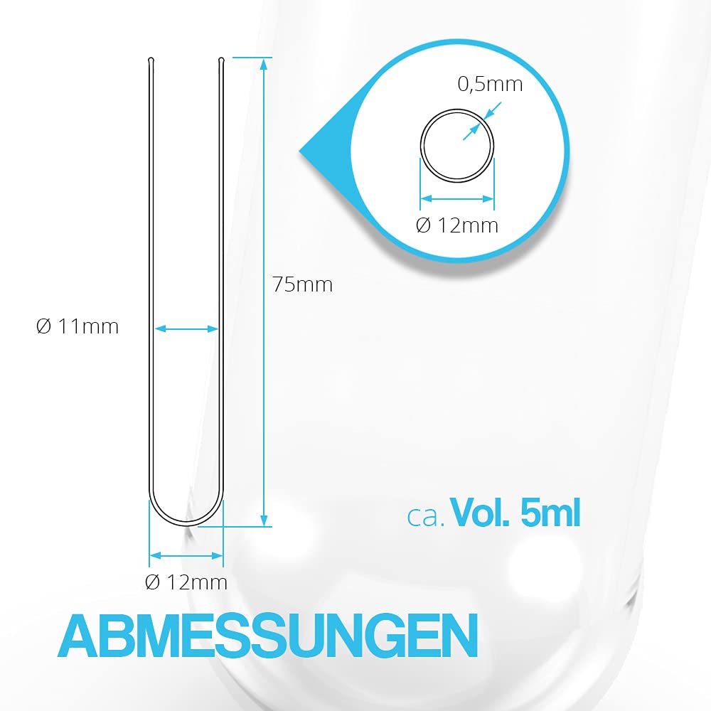 Tuuters 100x Glas Reagenzgläser mit Korken, dunkelbraun (75 x Ø12 mm), 75 x Ø12 mm