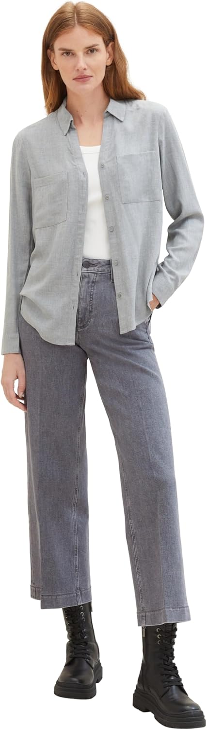 TOM TAILOR Damen High Waist Culotte Jeans mit weitem Bein 31W / 30L 10210 - Grey Denim, 31W / 30L 10