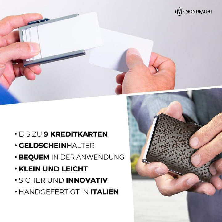 MONDRAGHI Basic Outlet - Mini-Wallet Ultraleichte Geldbörse mit Narbenleder. Kleiner Geldbeutel mit