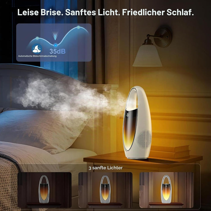 VOMI Ttischventilator Akku mit Sprühnebel, Rotorlose Ventilator Ohne Rotorblätter Tragbarer Kleiner