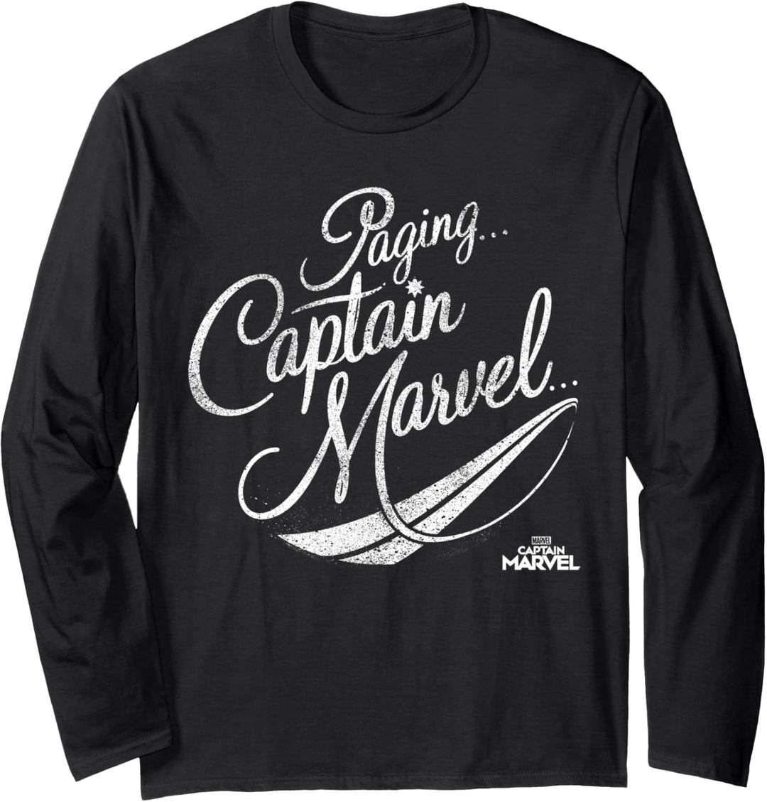 Captain Marvel Paging Captain Marvel Script Langarmshirt