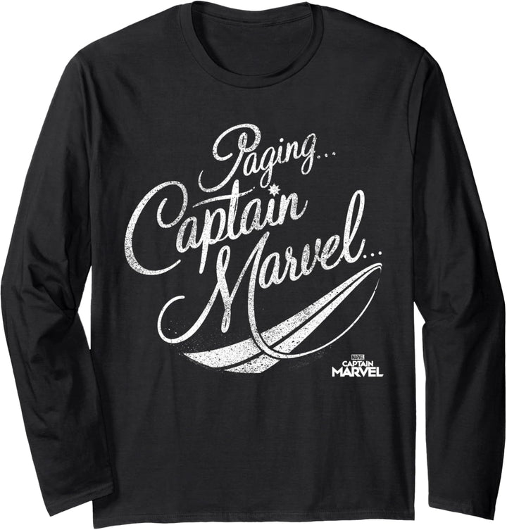 Captain Marvel Paging Captain Marvel Script Langarmshirt