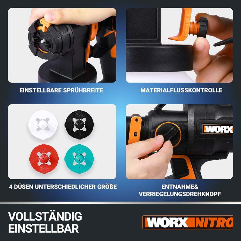 WORX WX020.9 Akku Farbsprühsystem 20V - bürstenloser Motor - ohne Akku und