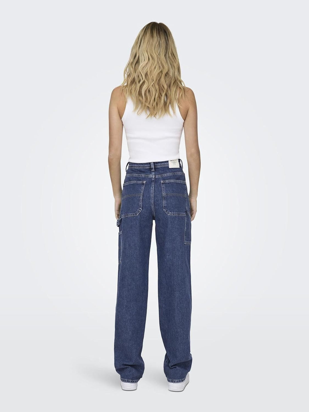 ONLY Female Straight-Fit ONLWEST HW Carpenter STR DNM DOT 26W / 32L Medium Blue Denim, 26W / 32L Med