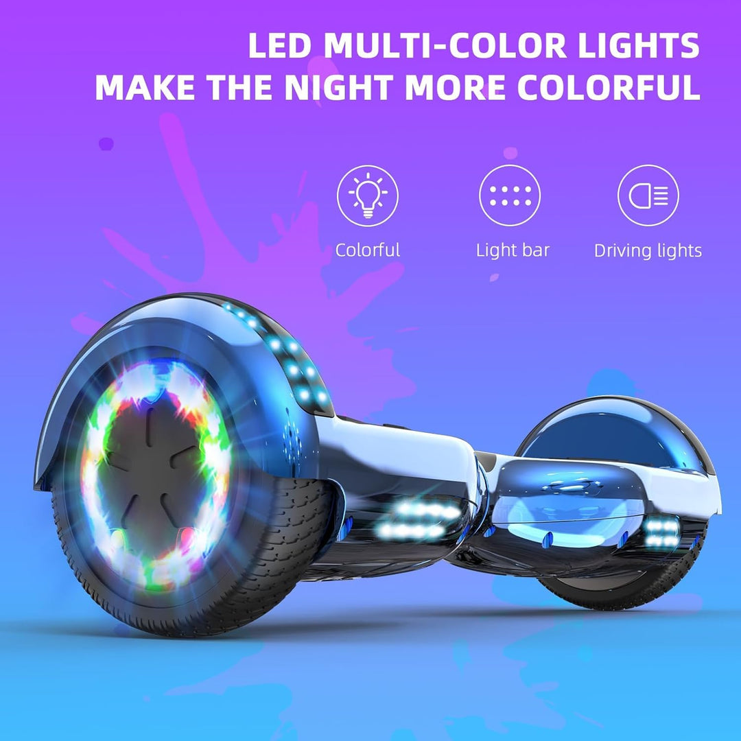 VOUUK Hoberboard 6,5-Zoll-Hoverboard mit zwei Rädern, Mit Bluetooth-Lautsprecher, Mit LED-Lichtern G