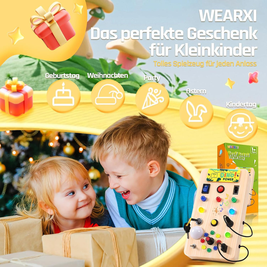 WEARXI Montessori Spielzeug ab 1 Jahr Busy Board mit Musik und 15 LED, Kinderspielzeug ab 1 Jahr, Os