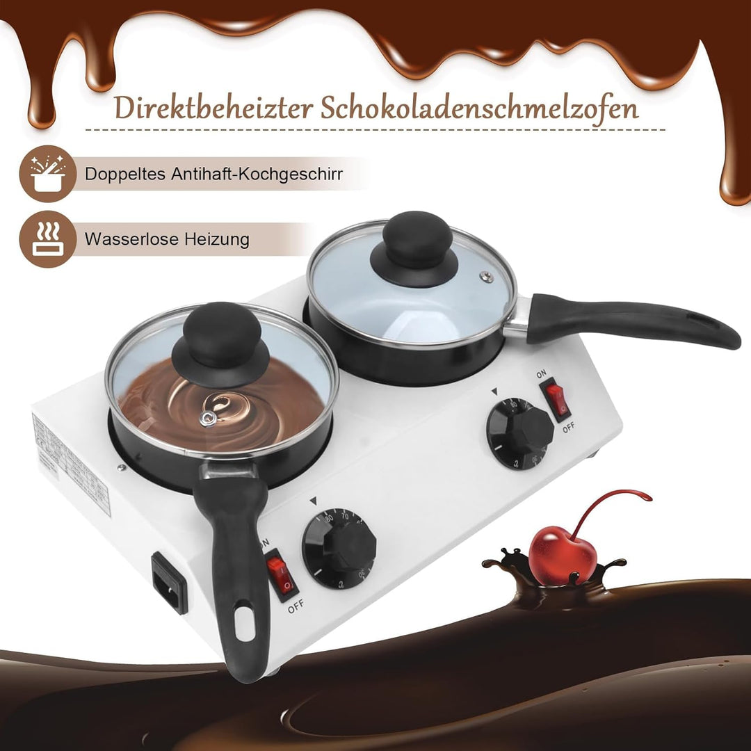 Elektrische Schokoladenschmelzer effiziente 2 Tanks Schokolade Schmelzen Maschine 80W - Temperierung