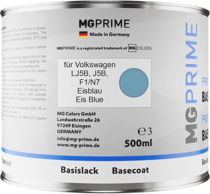 Autolack Dose spritzfertig für Volkswagen VW LJ5B / F1/N7 Eisblau/Eis Blue Basislack 0,5 Liter 500ml