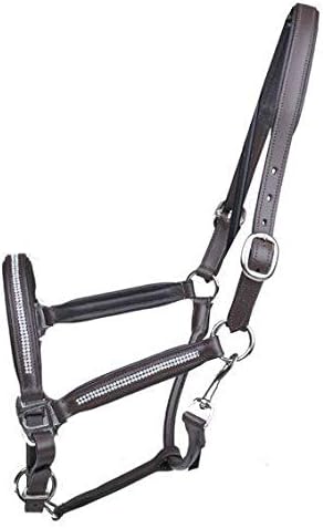HKM 1590 Halfter Diamond, Pferdehalfter mit Synth. Diamanten, Leder, Pony VB WB Braun Pony, Braun Po