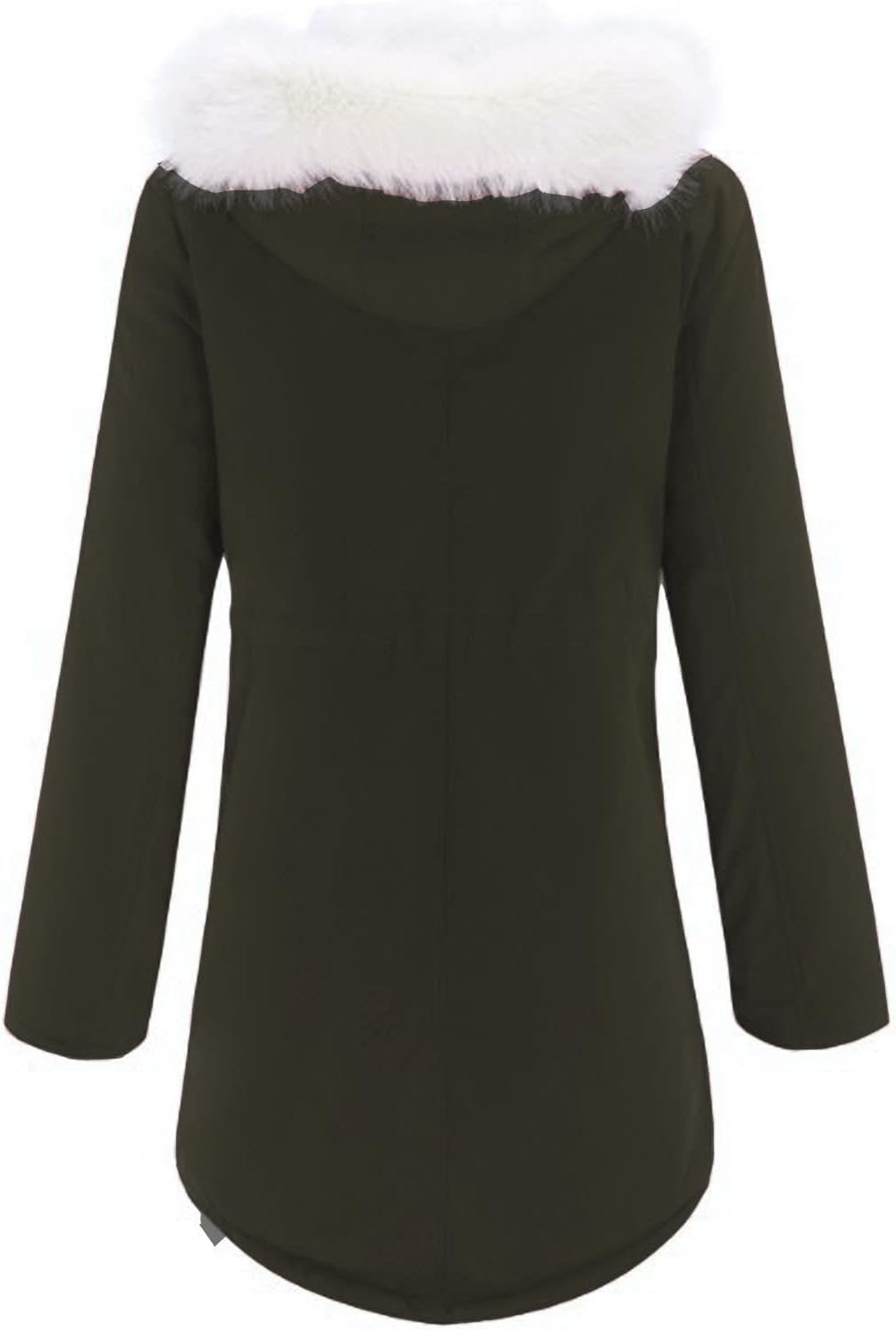 EMATOP Wintermantel Damen Warmer Lang Jacke Baumwolle Einfarbig Wanderjacke mit Kapuze Wintermantel