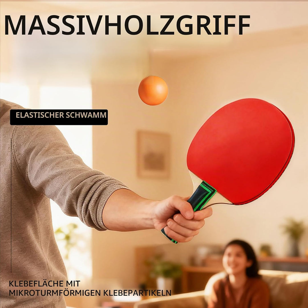 Tischtennisschläger, tragbares Tischtennis-Set, 2 Tischtennisschläger + 3 Tischtennisbälle + Tischte