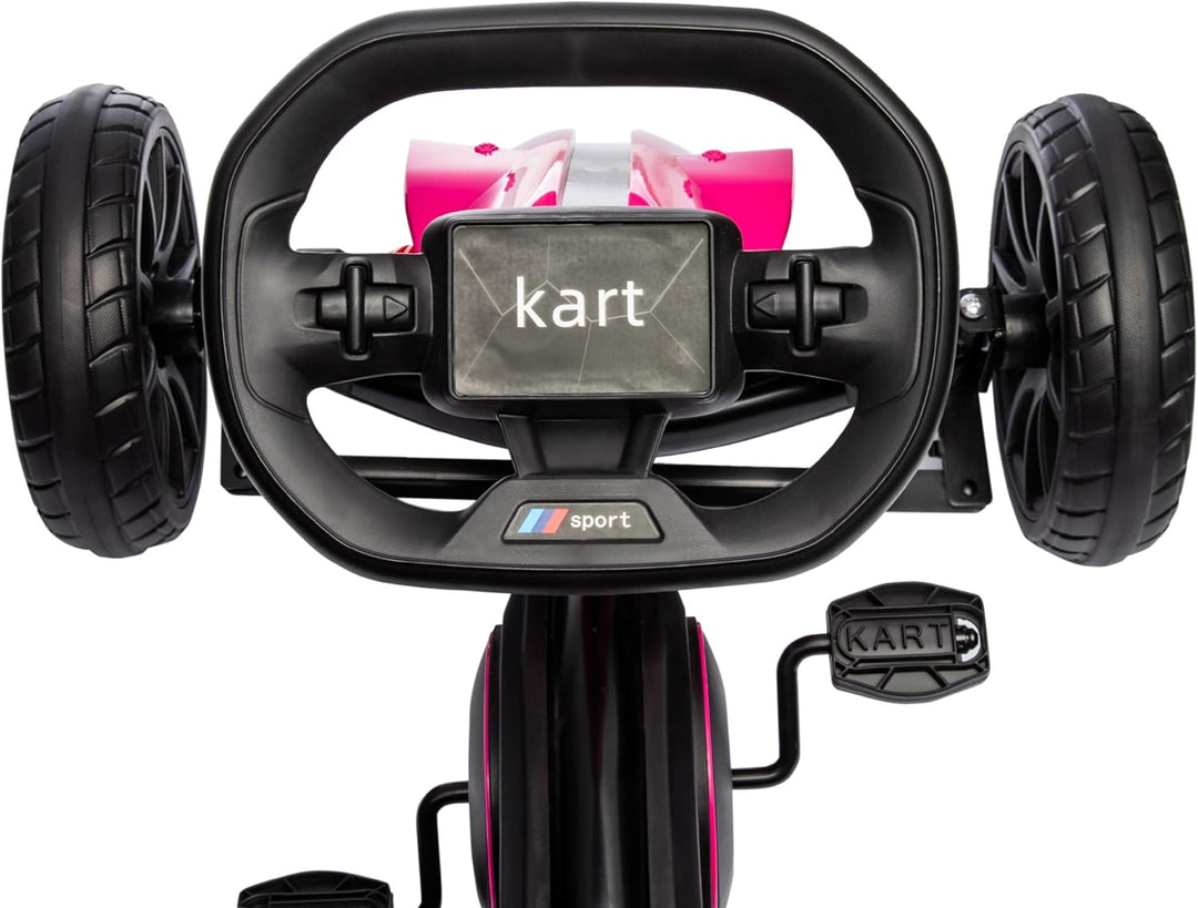 HOMCOM Gokart Tretauto mit Handbremse, verstellbarem Sitz, Vor- und Rückwärtsgang, Tretfahrzeug Kind