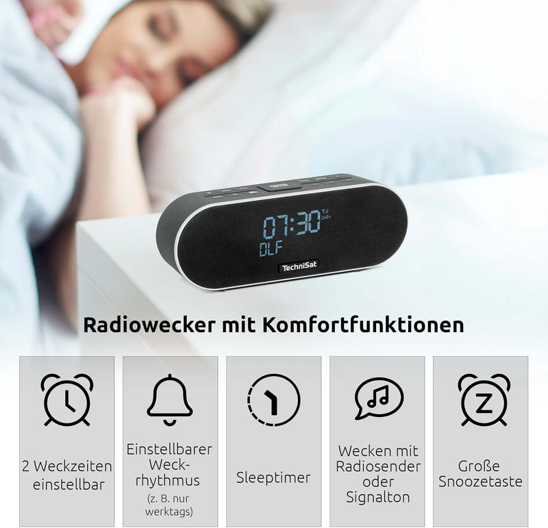 TechniSat DIGITRADIO 53 BT – Premium-Stereo-Radiowecker mit USB-Ladefunktion (DAB+, UKW, Uhr-/ Datum