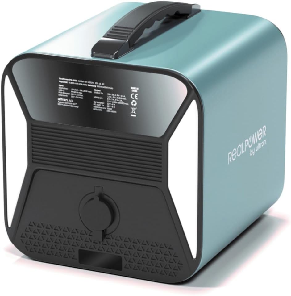 RealPower PS-300C Powerstation, 76.800mAh/ 276,4 Wh externer mobiler Stromspeicher mit 300W Leistung