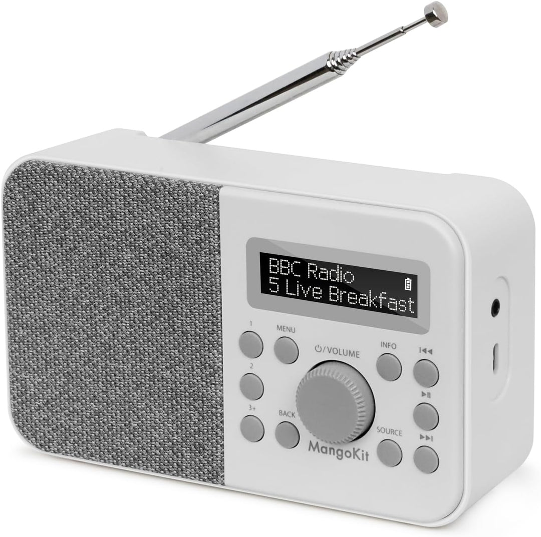 MangoKit PR2S Tragbares DAB+ Digitalradio,Küchen-FM-Radio,Bluetooth-Lautsprecher,Persönliches DAB-Ra