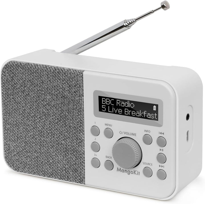 MangoKit PR2S Tragbares DAB+ Digitalradio,Küchen-FM-Radio,Bluetooth-Lautsprecher,Persönliches DAB-Ra