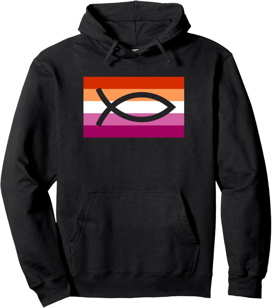 Christian Ally Jesus Fish Gay Lesbian Pride Flag Stuff Pullover Hoodie