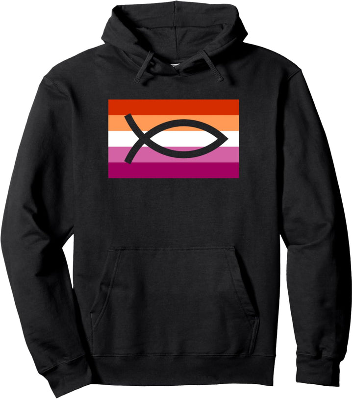 Christian Ally Jesus Fish Gay Lesbian Pride Flag Stuff Pullover Hoodie