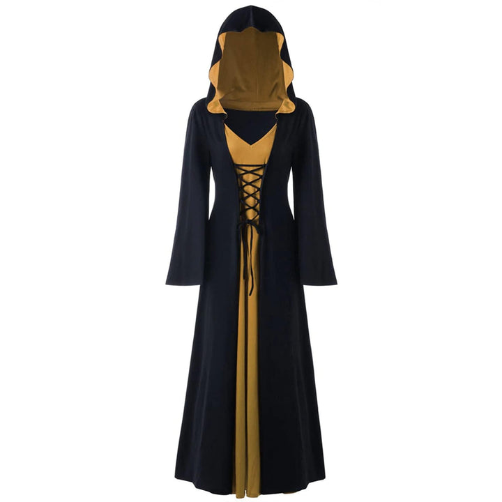 FSUJWOA Frauen Halloween Kostüme für Erwachsene mittelalterlich Kapuze Maxi Kleid für Frauen Mode Ro