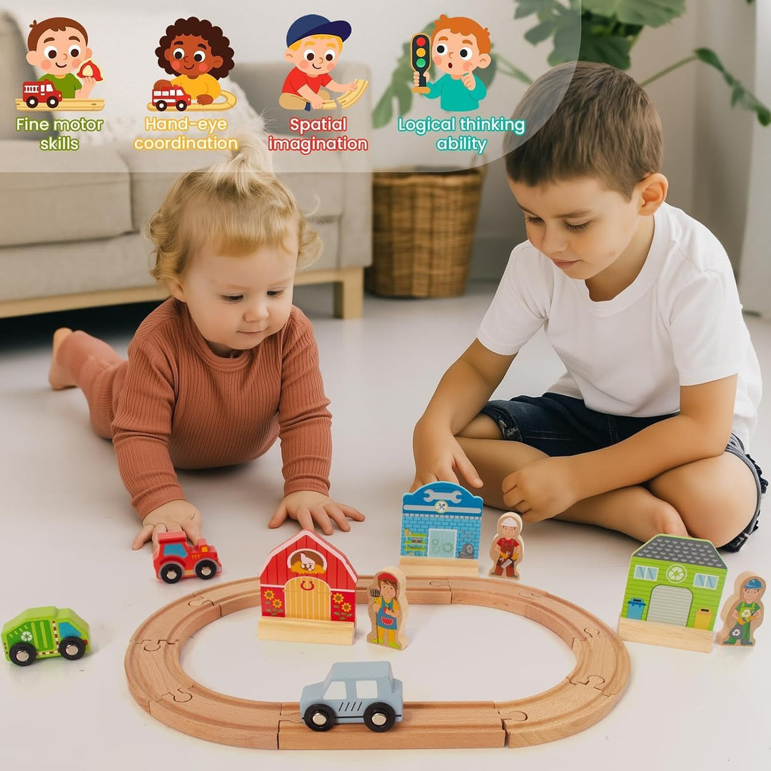 Holz Schiene Wagen Set Landwirtschaft, städtische Gesundheit Thema Kinder Spielzeug Holz Eisenbahn 3