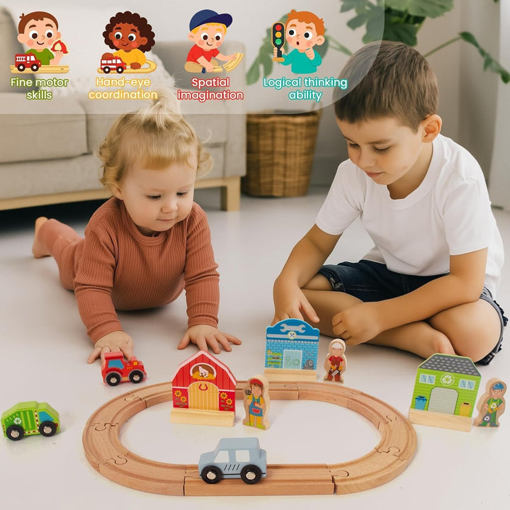 Holz Schiene Wagen Set Landwirtschaft, städtische Gesundheit Thema Kinder Spielzeug Holz Eisenbahn 3