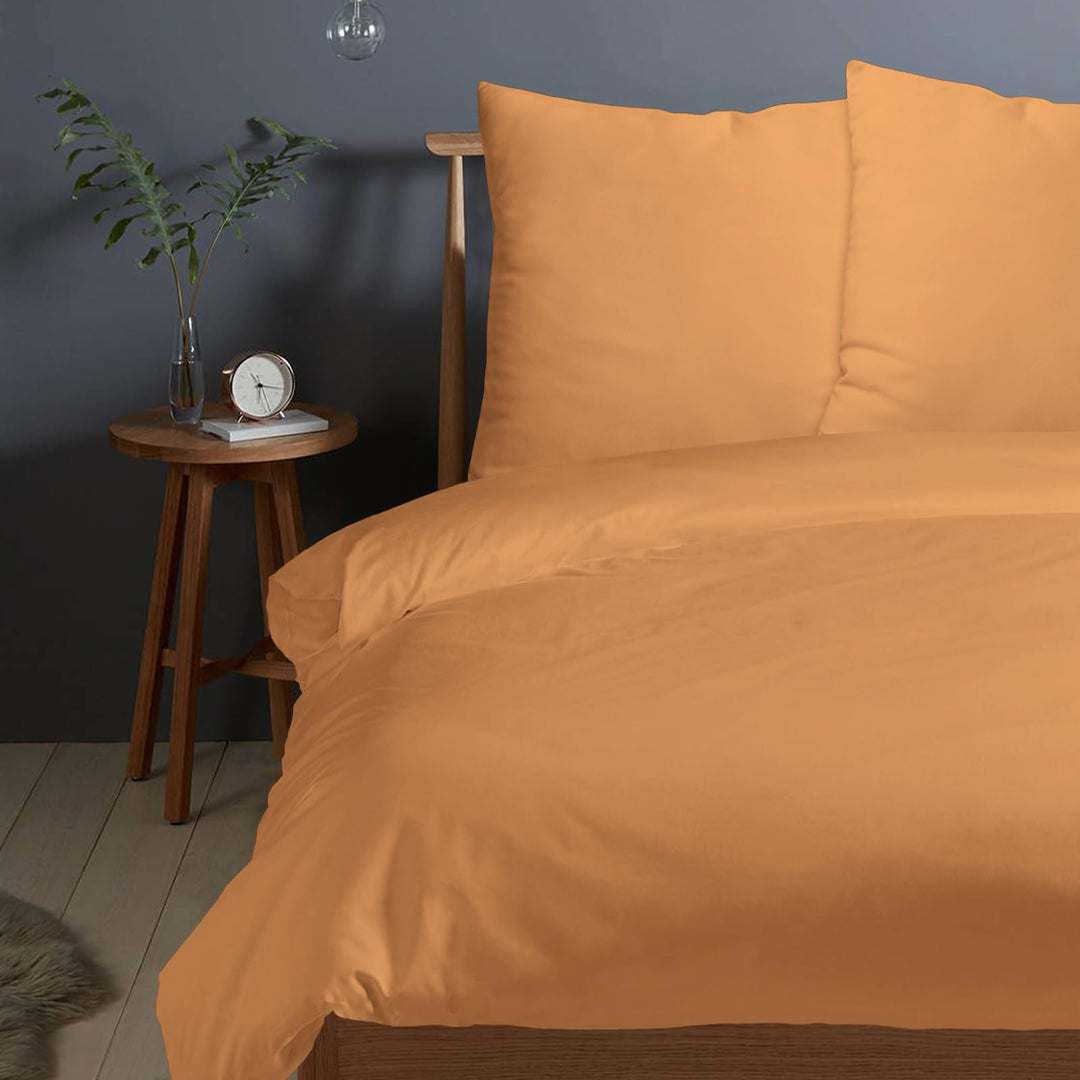 Pizuna 400 Fadenzahl aus Baumwolle Bettwäsche Aprikosenorange, 100% Langstaple Baumwolle Bettbezug u