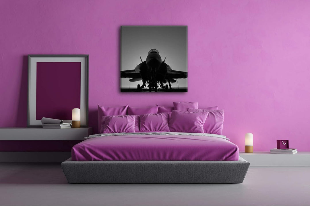deyoli Frontseite eines Kampfjets Format: 70x70 Effekt: Schwarz&Weiss als Leinwandbild, Motiv auf Ec