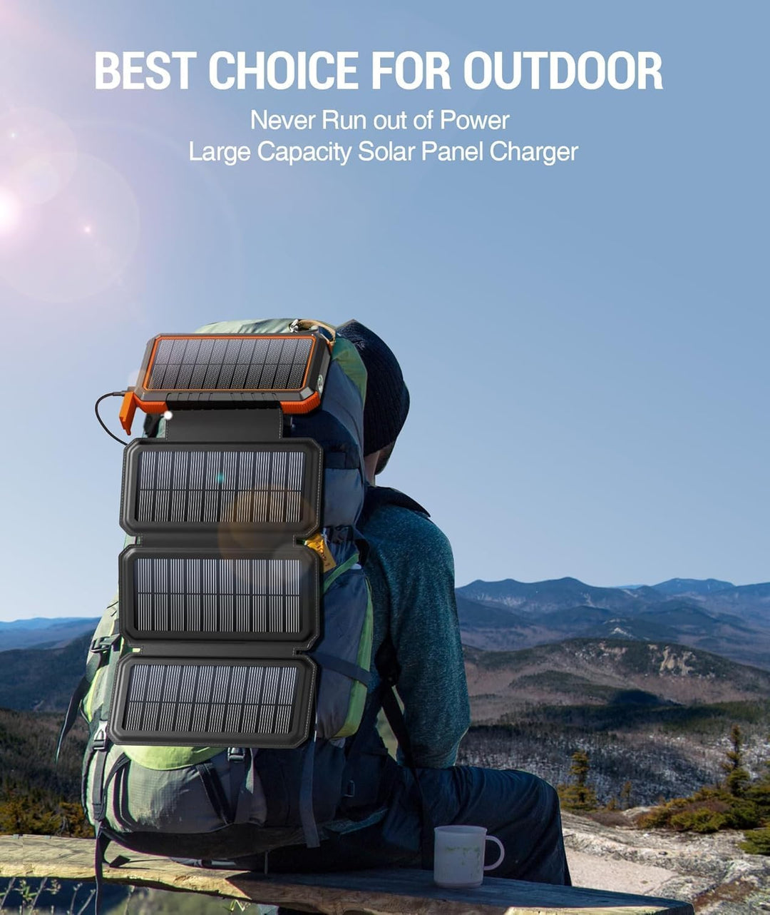 BLAVOR Solar Powerbank 20000mAh Solarladegerät mit 4 Solarpanel und USB C Ausgängen PD 18W Schnellla