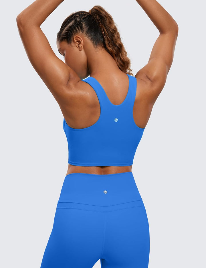 CRZ YOGA Damen Butterluxe Racerback Sport BH Gepolstert Ohne Bügel Crop Tops Longline Yoga Tank Top