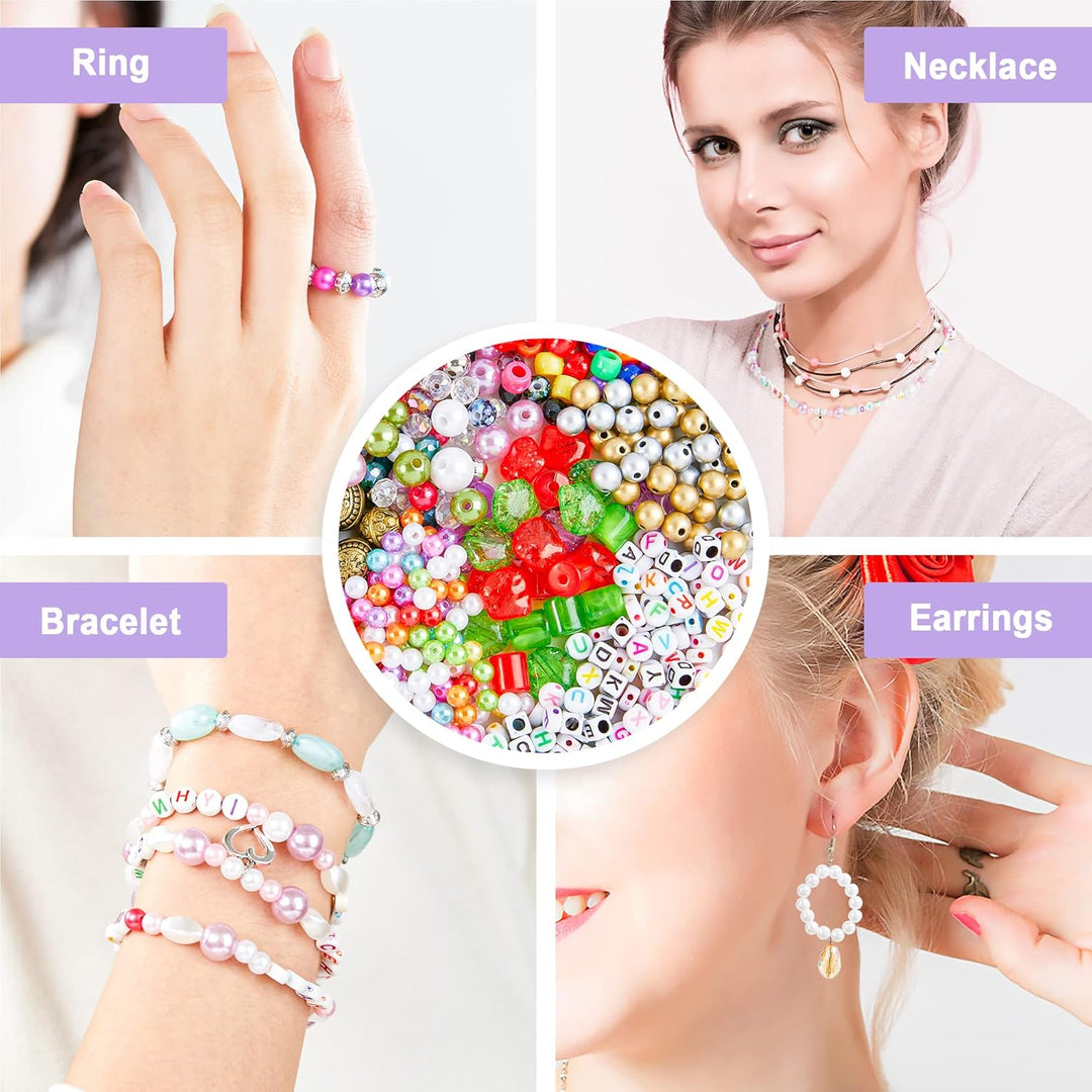 Schmuck Selber Machen Set, 1960 Schmuckstücke, mit Perlen, Anleitungen, Accessoires, zur Herstellung
