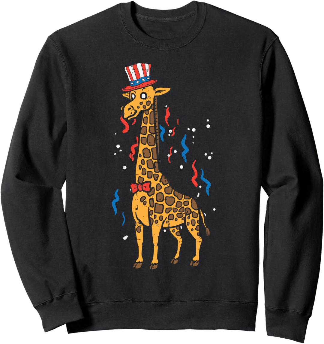 Giraffe American Flag USA 4th Of July Fourth Patriot Animal Sweatshirt