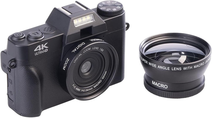 Somikon Digitalcamera: 4K-UHD-Digitalkamera mit 3"-Flip-HD-Display, Makrolinse und WLAN (Digitalkame