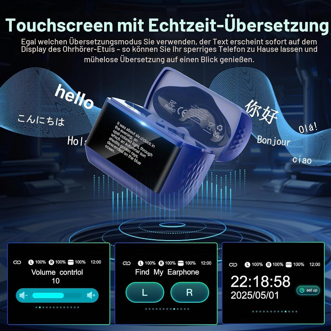 ZYHKON KI Übersetzer Kopfhörer mit ANC Mic, 3-in-1 Echtzeit Sprachübersetzer Kopfhörer 164 Sprachen/