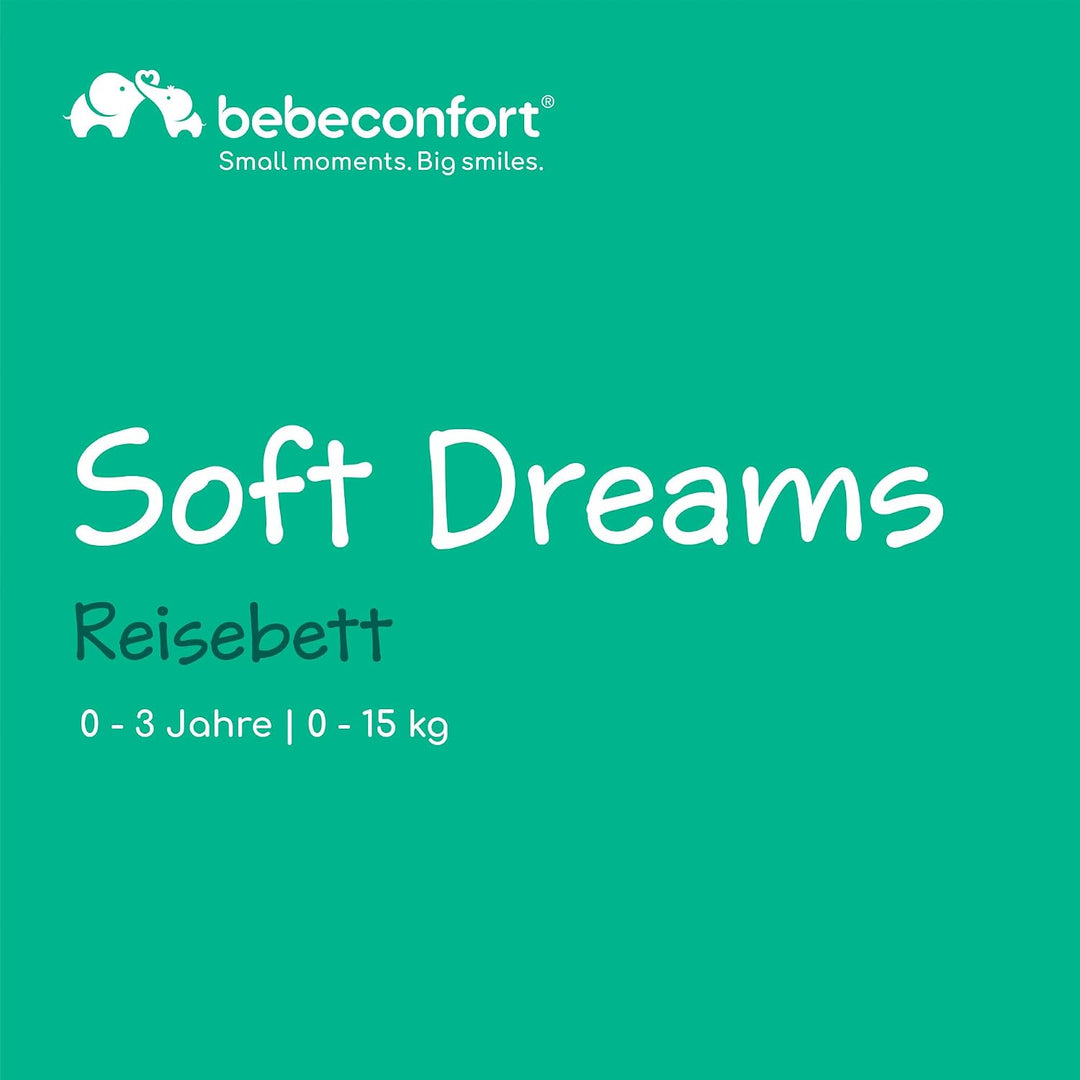 Bebeconfort Soft Dreams, Reisebett Baby, 0–3 Jahre (0–15 kg), leichtes Reisebettchen, Matratze aus H