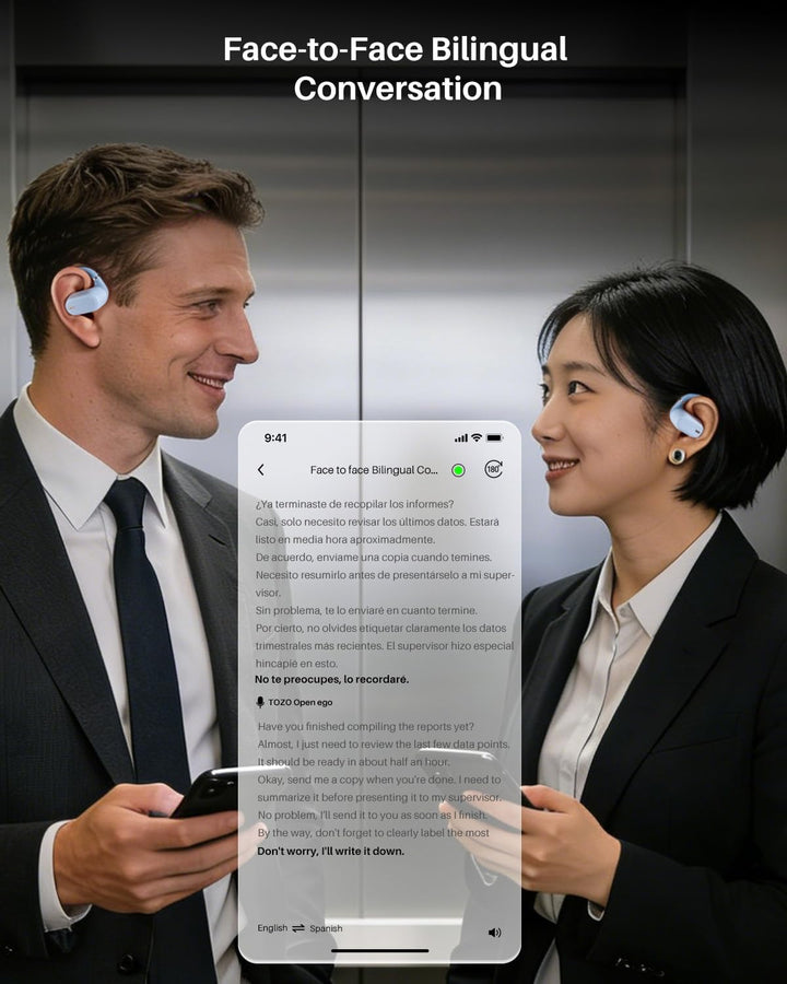 TOZO OpenWear Kabellose Bluetooth-Kopfhörer, ENC-Anrufe, 14,2mm Treiber, 38 Std Wiedergabe,LED-Anzei