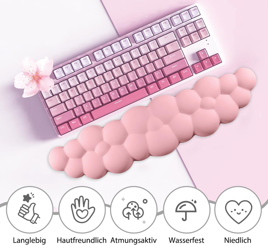 JIKIOU Cloud Handgelenkauflage Tastatur aus Leder mit rutschfester PU-Basis, bequemer Memory-Schaum