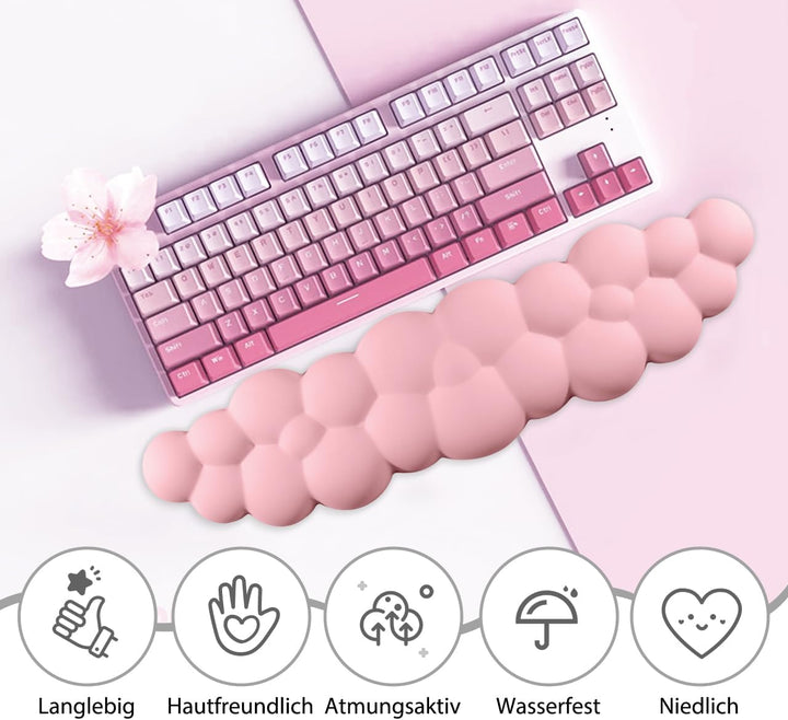 JIKIOU Cloud Handgelenkauflage Tastatur aus Leder mit rutschfester PU-Basis, bequemer Memory-Schaum
